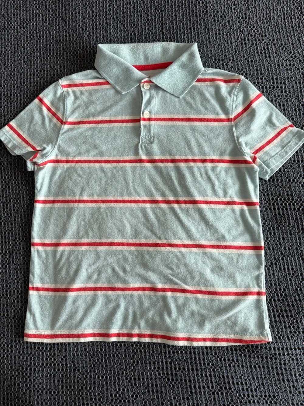 Cat & Jack Light Mint Polo with Red and White Stripes